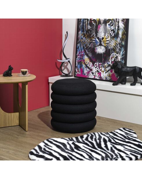 Pouf de rangement Atome noir - 37x42x37 cm