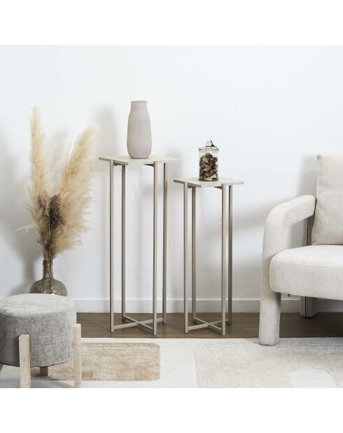 2 weiße und beige Terra Nova Nistständer - 30x80x30 cm