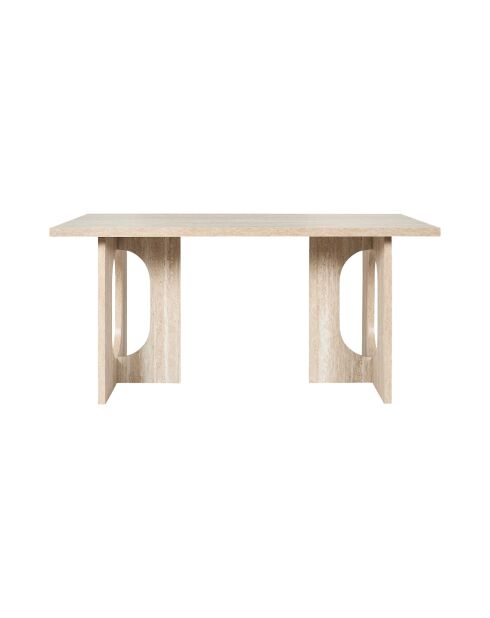 Table à manger Pietra blanche et beige - 160x75x90 cm