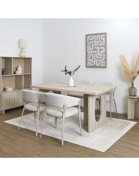 Table à manger Pietra blanche et beige - 160x75x90 cm