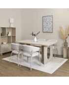 Table à manger Pietra blanche et beige - 160x75x90 cm