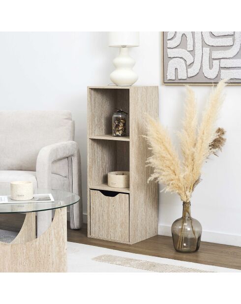 Contenitore modulare Pietra con 3 scomparti bianchi e beige - 34x97,8x31,8 cm