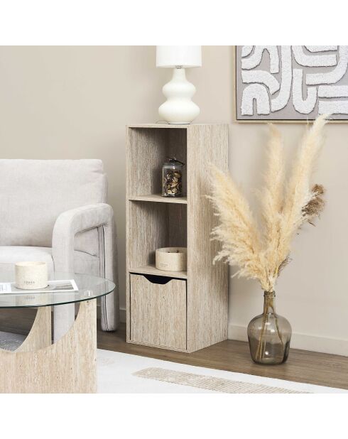Contenitore modulare Pietra con 3 scomparti bianchi e beige - 34x97,8x31,8 cm