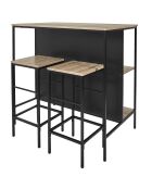 Mesa isleña con 2 taburetes Loka marrones y negros - 100x95x60 cm