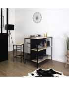 Mesa isleña con 2 taburetes Loka marrones y negros - 100x95x60 cm
