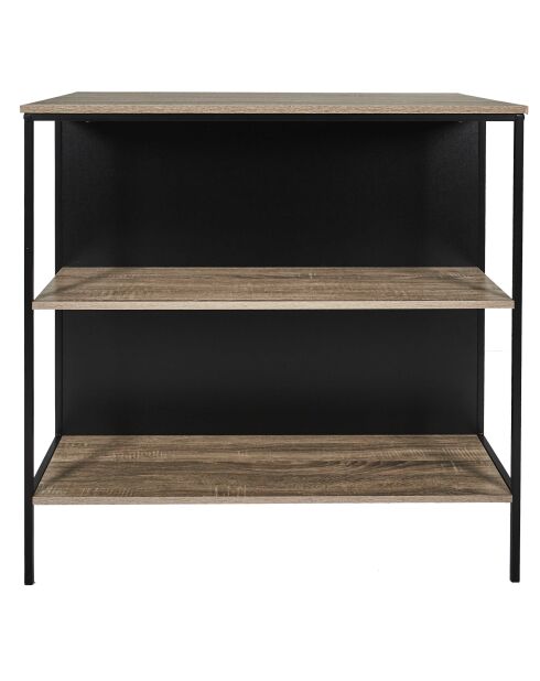 Mesa isleña con 2 taburetes Loka marrones y negros - 100x95x60 cm