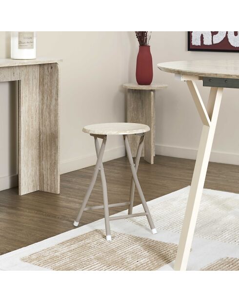 Lot de 6 tabourets pliants Terra Nova blancs et beige - 30x45x30 cm