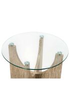 Table d’appoint ronde en verre Pietra blanches et beige - 45x42,5x45 cm