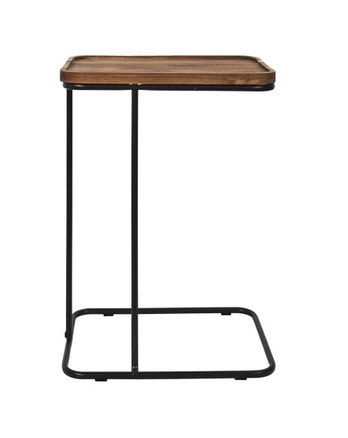 Mesa auxiliar de sofá marrón y negro de acacia - 40x55x30 cm