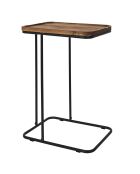 Mesa auxiliar de sofá marrón y negro de acacia - 40x55x30 cm