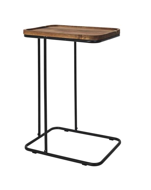 Mesa auxiliar de sofá marrón y negro de acacia - 40x55x30 cm