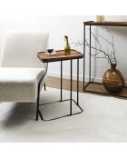 Mesa auxiliar de sofá marrón y negro de acacia - 40x55x30 cm
