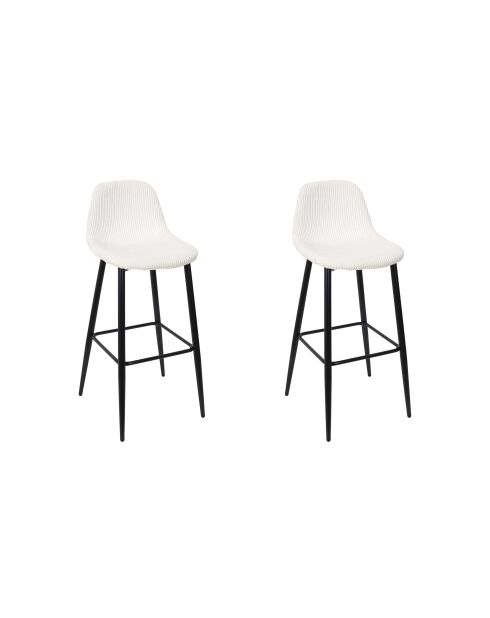 Lot de 2 chaises de bar côtelées Scott beiges - 46,5x100,5x49,5 cm
