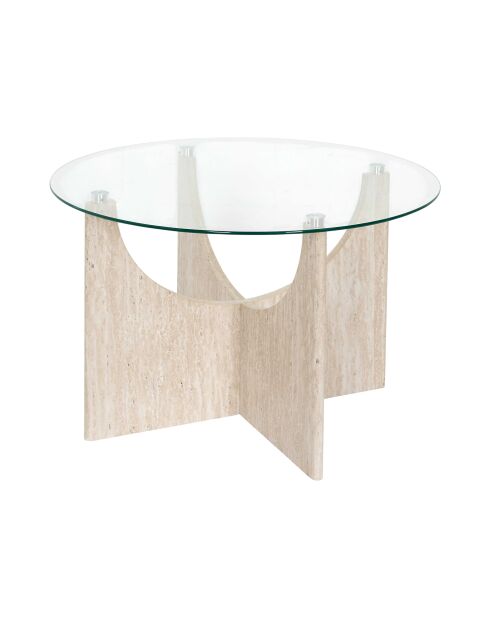 Pietra runder Couchtisch aus weißem und beigem Glas - 70x42,5x70 cm