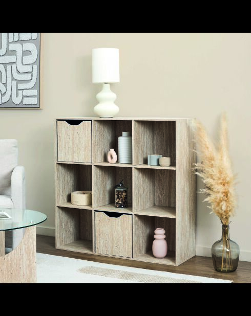 Contenitore modulare Pietra con 9 scomparti bianchi e beige - 99,3x97,8x31,8 cm