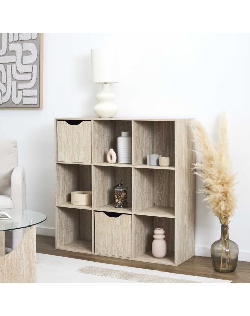Contenitore modulare Pietra con 9 scomparti bianchi e beige - 99,3x97,8x31,8 cm