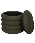 Pouf de rangement Atome kaki - 37x42x37 cm