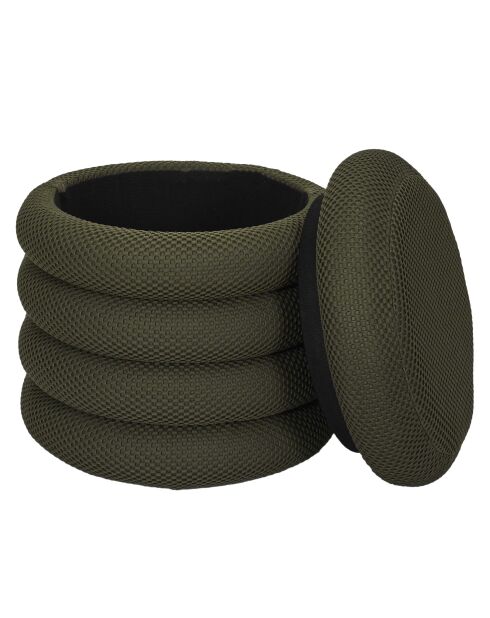 Pouf de rangement Atome kaki - 37x42x37 cm