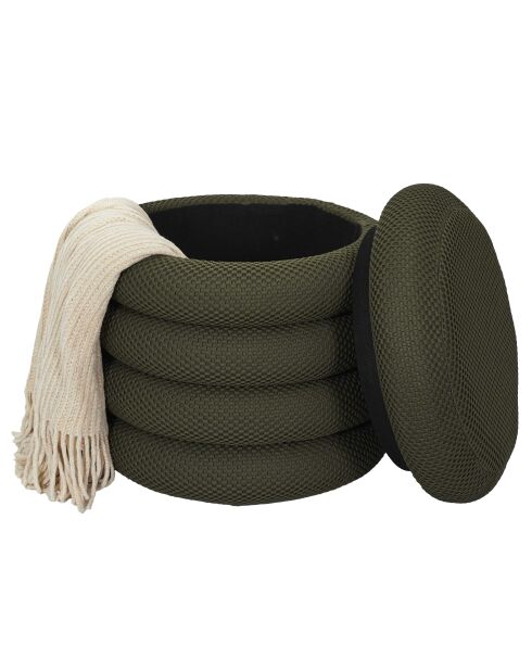 Pouf de rangement Atome kaki - 37x42x37 cm