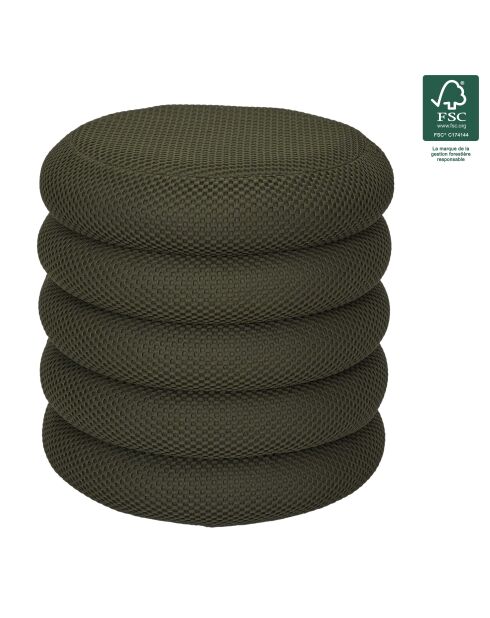 Pouf de rangement Atome kaki - 37x42x37 cm