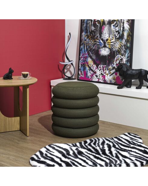 Pouf de rangement Atome kaki - 37x42x37 cm