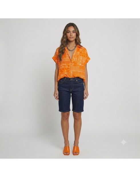 Camicia Eros con stampa bandana arancione