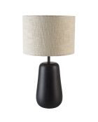 Lampada da tavolo antica in mango con paralume in tessuto James beige - 29x29x52cm