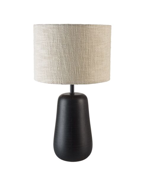 Lampada da tavolo antica in mango con paralume in tessuto James beige - 29x29x52cm