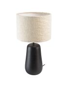 Lampada da tavolo antica in mango con paralume in tessuto James beige - 29x29x52cm
