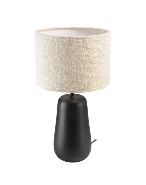 Lampada da tavolo antica in mango con paralume in tessuto James beige - 29x29x52cm