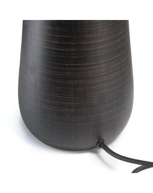 Lampada da tavolo antica in mango con paralume in tessuto James beige - 29x29x52cm