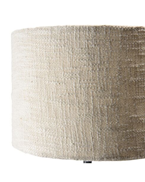 Lampada da tavolo antica in mango con paralume in tessuto James beige - 29x29x52cm