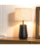 Lampada da tavolo antica in mango con paralume in tessuto James beige - 29x29x52cm