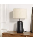 Lampada da tavolo antica in mango con paralume in tessuto James beige - 29x29x52cm