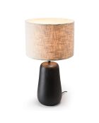 Lampada da tavolo antica in mango con paralume in tessuto James beige - 29x29x52cm