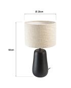 Lampada da tavolo antica in mango con paralume in tessuto James beige - 29x29x52cm