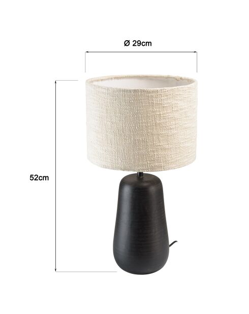Lampada da tavolo antica in mango con paralume in tessuto James beige - 29x29x52cm