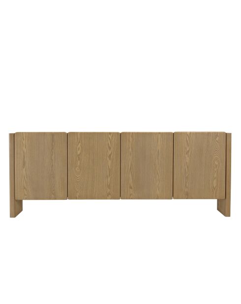 Buffet Ella 4 portes design arrondi naturel - 34.5x213x83cm
