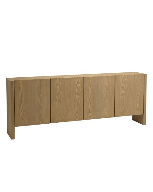 Buffet Ella 4 portes design arrondi naturel - 34.5x213x83cm