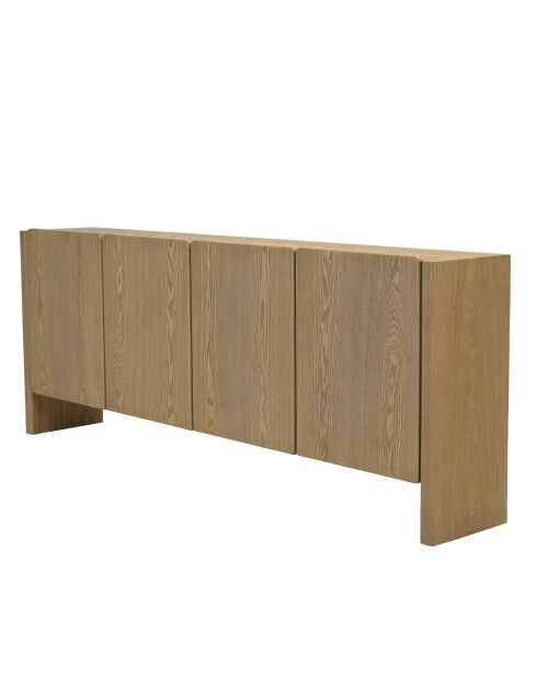 Buffet Ella 4 portes design arrondi naturel - 34.5x213x83cm