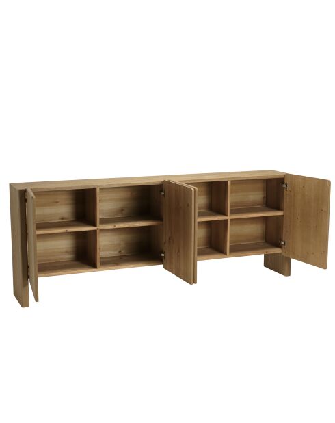 Buffet Ella 4 portes design arrondi naturel - 34.5x213x83cm