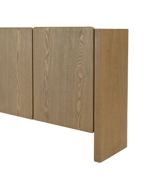 Buffet Ella 4 portes design arrondi naturel - 34.5x213x83cm