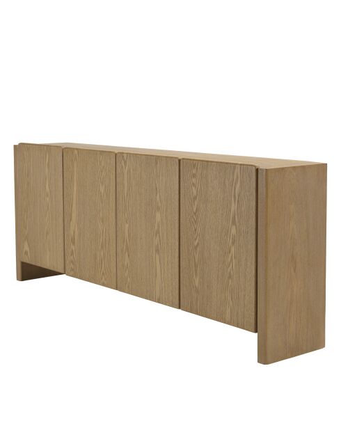 Buffet Ella 4 portes design arrondi naturel - 35x190x77cm