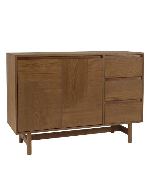Mario dressoir 3 laden 2 deuren gedecoreerd met natuurlijk rond patroon - 40x110x78,5cm