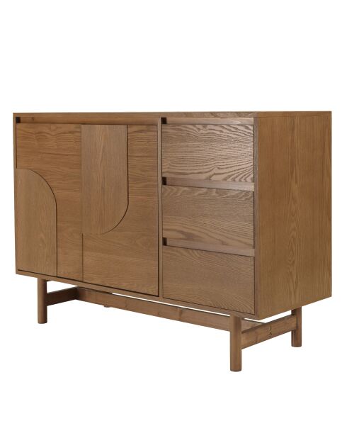 Mario dressoir 3 laden 2 deuren gedecoreerd met natuurlijk rond patroon - 40x110x78,5cm