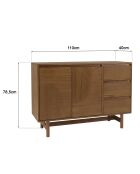 Credenza Mario 3 cassetti 2 ante decorata con motivo naturale arrotondato - 40x110x78,5 cm