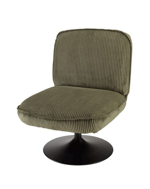 Grüner Drehsessel Agathe aus Kord, 72 x 63 x 83 cm