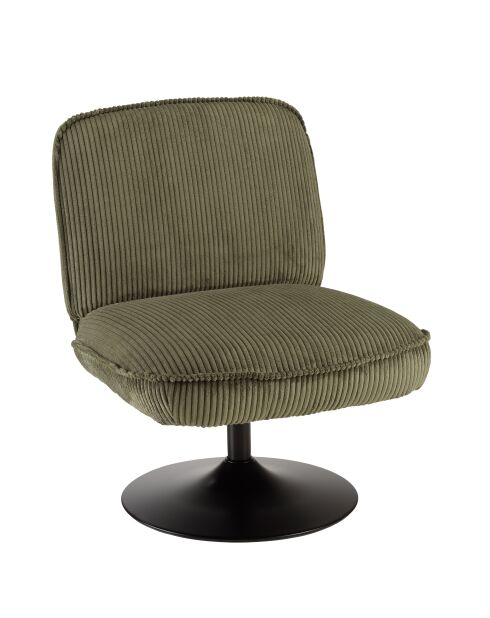 Grüner Drehsessel Agathe aus Kord, 72 x 63 x 83 cm