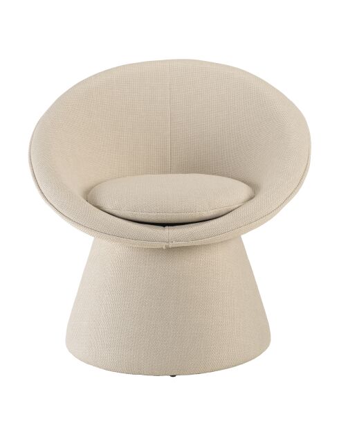 Fauteuil rembourré en tissu Agathe beige - 63x75x75cm