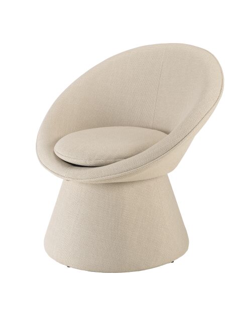 Fauteuil rembourré en tissu Agathe beige - 63x75x75cm